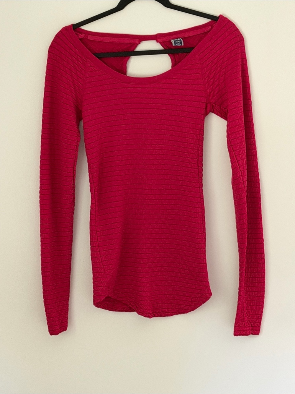 Women’s Long Sleeve Ribbed Top - Fuchsia Pink